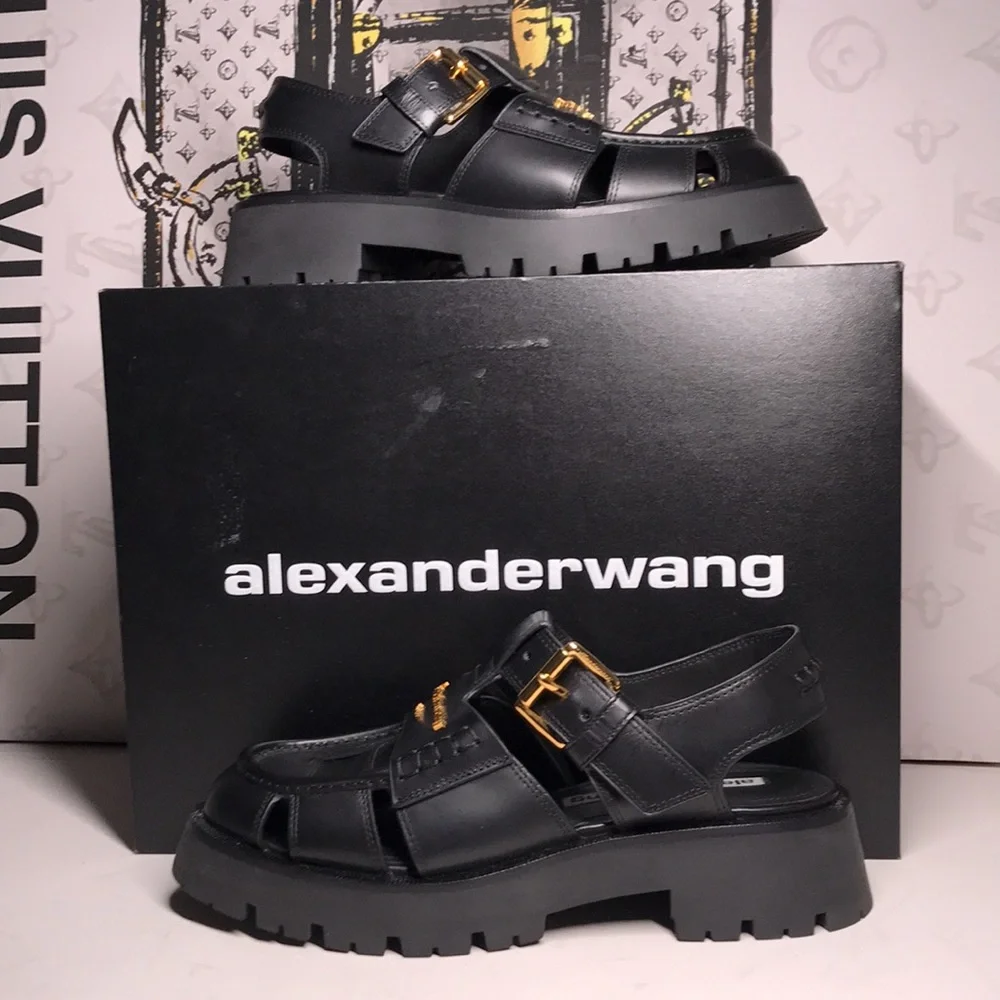 New Authentic Alexander Wang Carter Cage Sandals – Sleek Black Design
